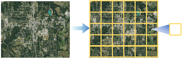 Individual work units overlaid on an imagery layer Individual work units overlaid on an imagery layer
