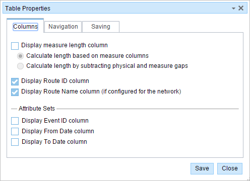 Columns tab Columns tab